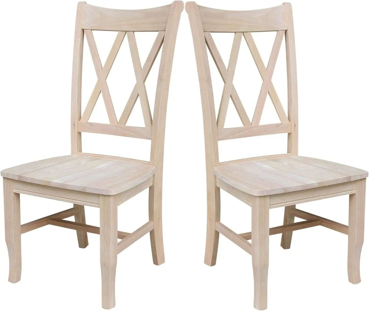 Two Unfinished Parawood Dining Chairs With X Back from PriceLows™