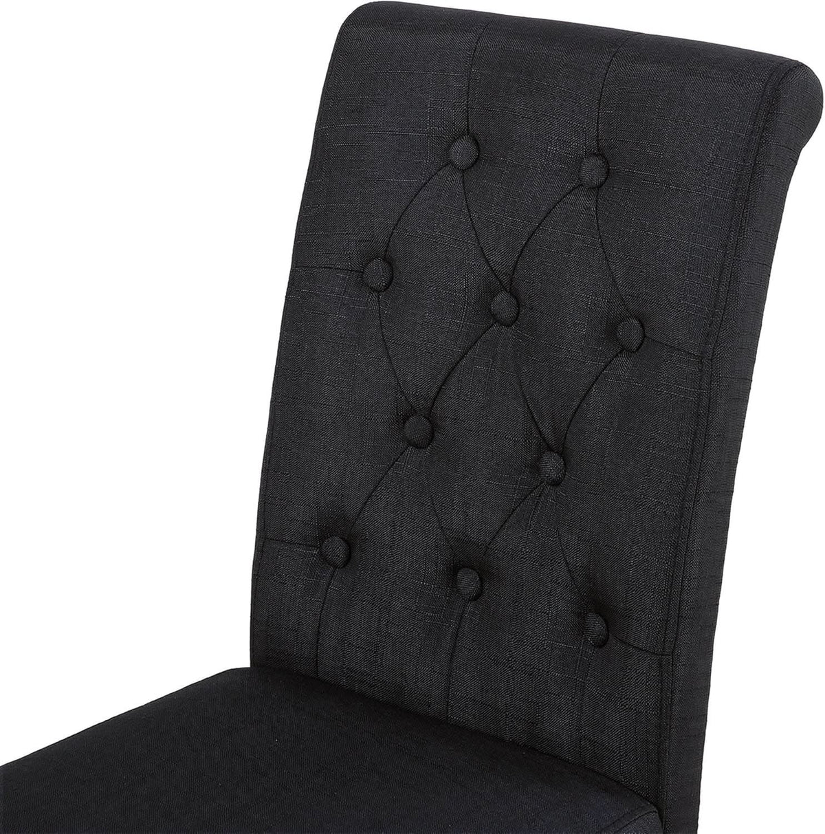 Two Upholstered Fabric Dining Chairs Button Tufting Black from PriceLows™
