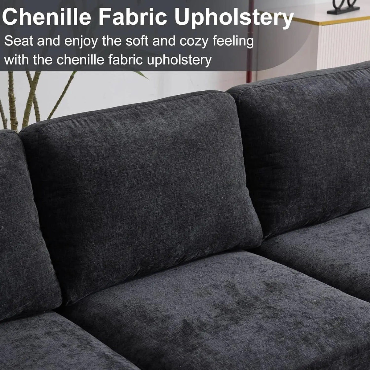 U Shape Sectional Sofa 111 Inch Black Living Room Setup from PriceLows™