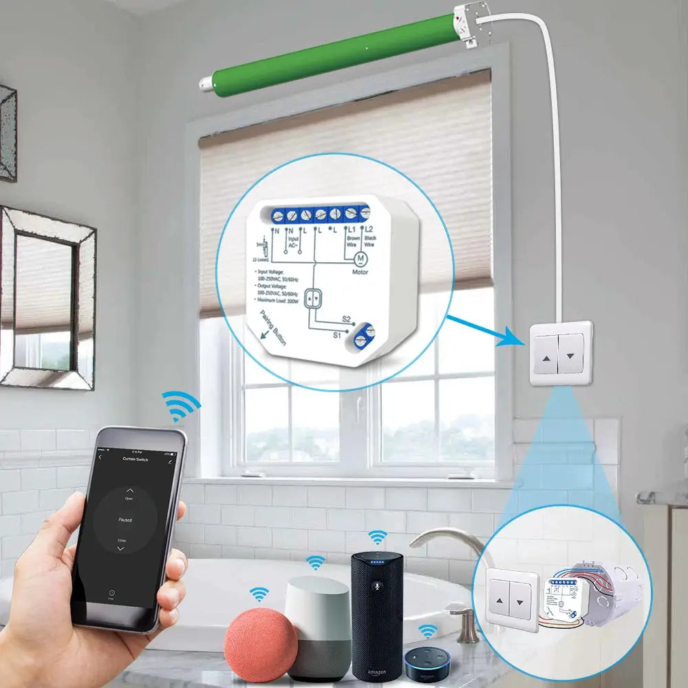 Tuya Smart Life WiFi Curtains Switch Connected Roller Shutters Control Blinds Motor Google Home Alexa Electric Window LoraTap from PriceLows™