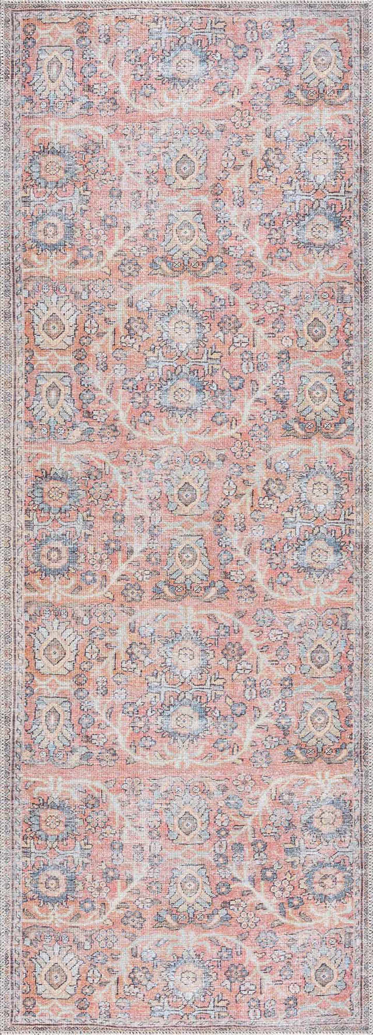 Urpi Rose & Blue Washable Area Rug from PriceLows™