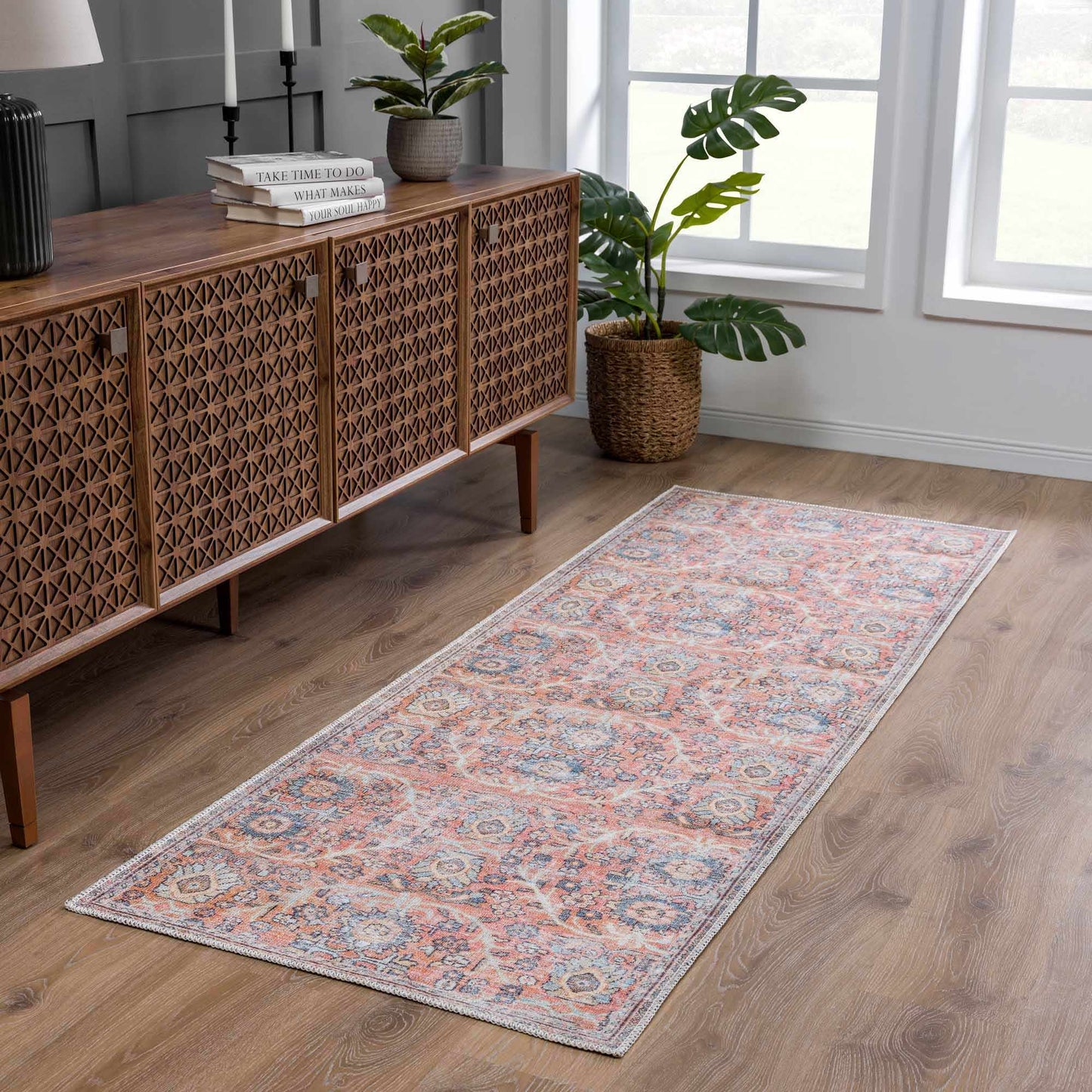 Urpi Rose & Blue Washable Area Rug from PriceLows™