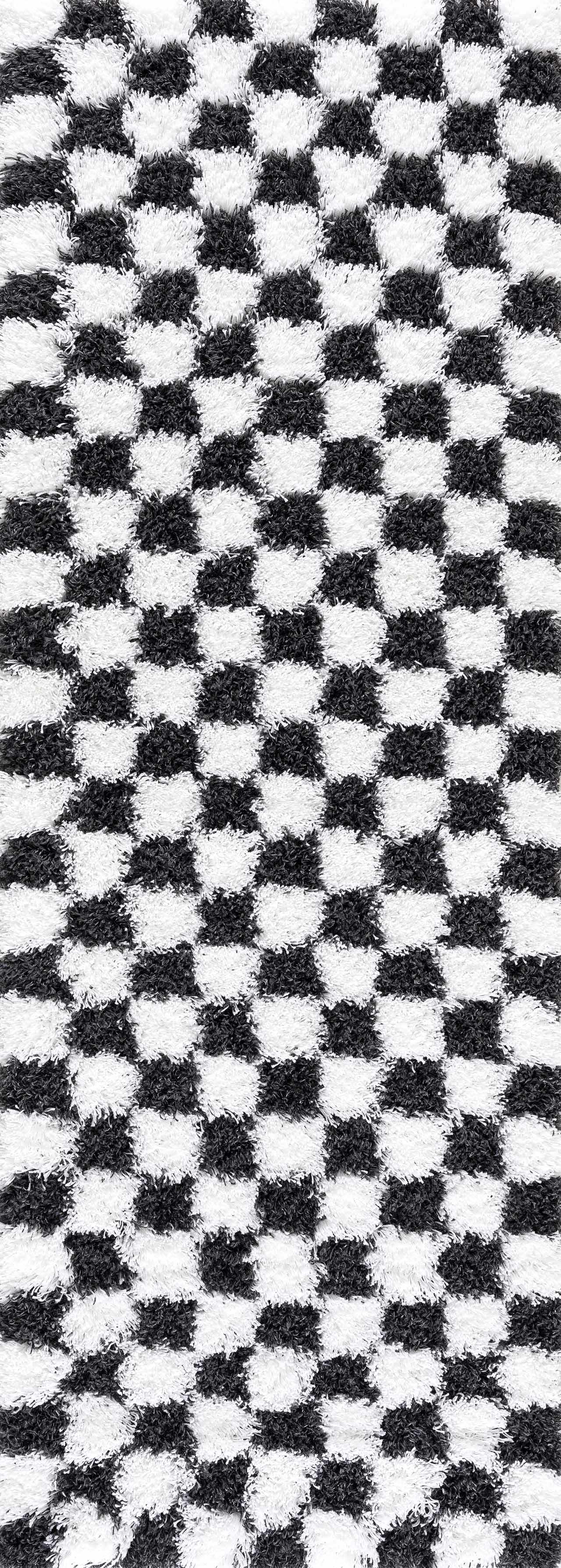 Atira Black & White Checkered Area Rug from PriceLows™