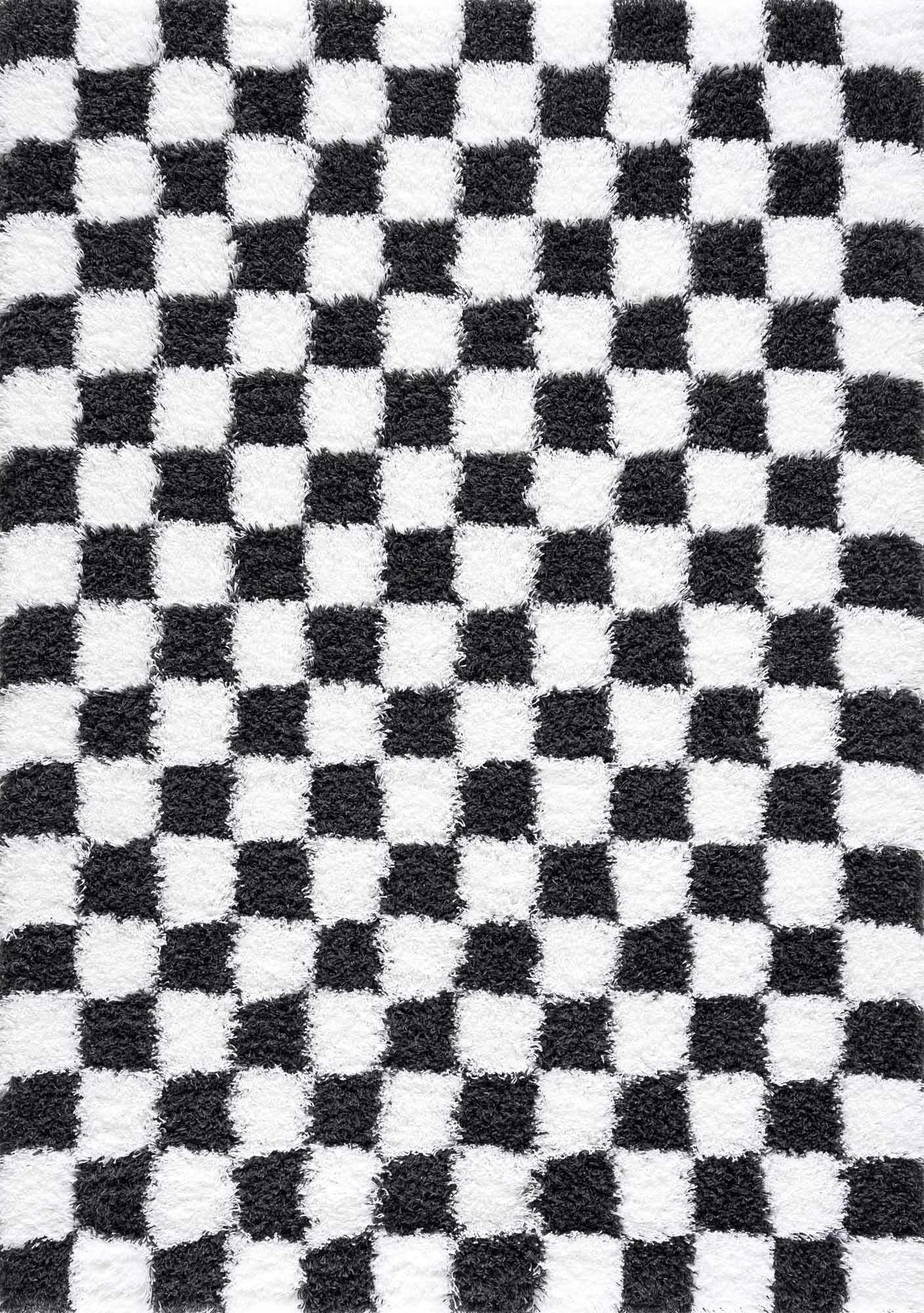 Atira Black & White Checkered Area Rug from PriceLows™