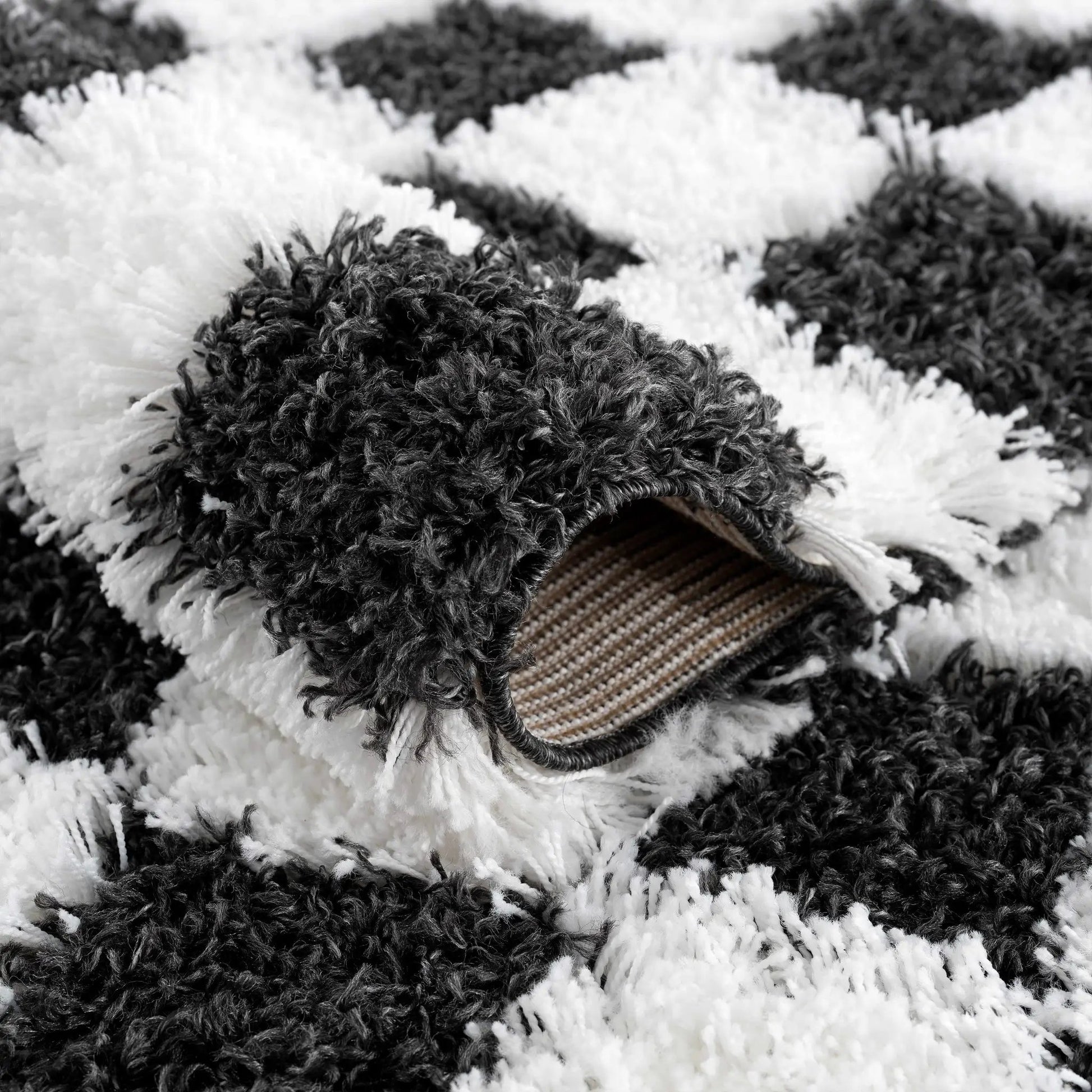 Atira Black & White Checkered Area Rug from PriceLows™