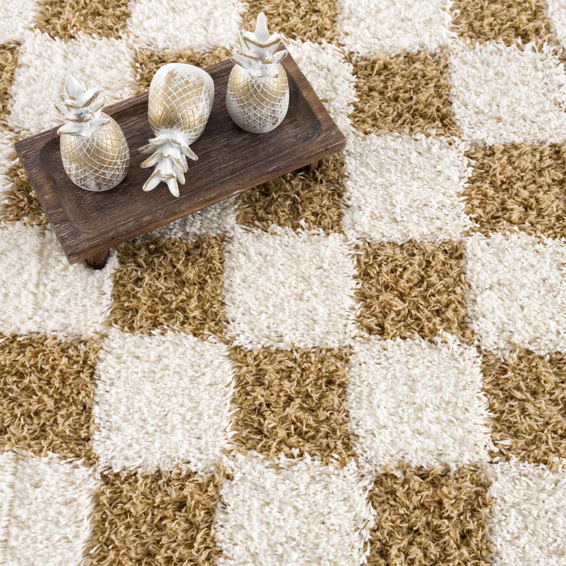 Atira Mustard Checkered Area Rug from PriceLows™