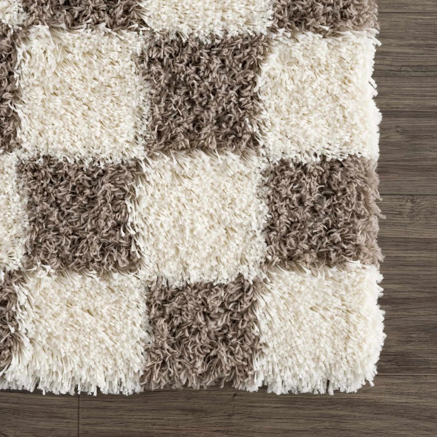 Atira Brown Checkered Area Rug from PriceLows™