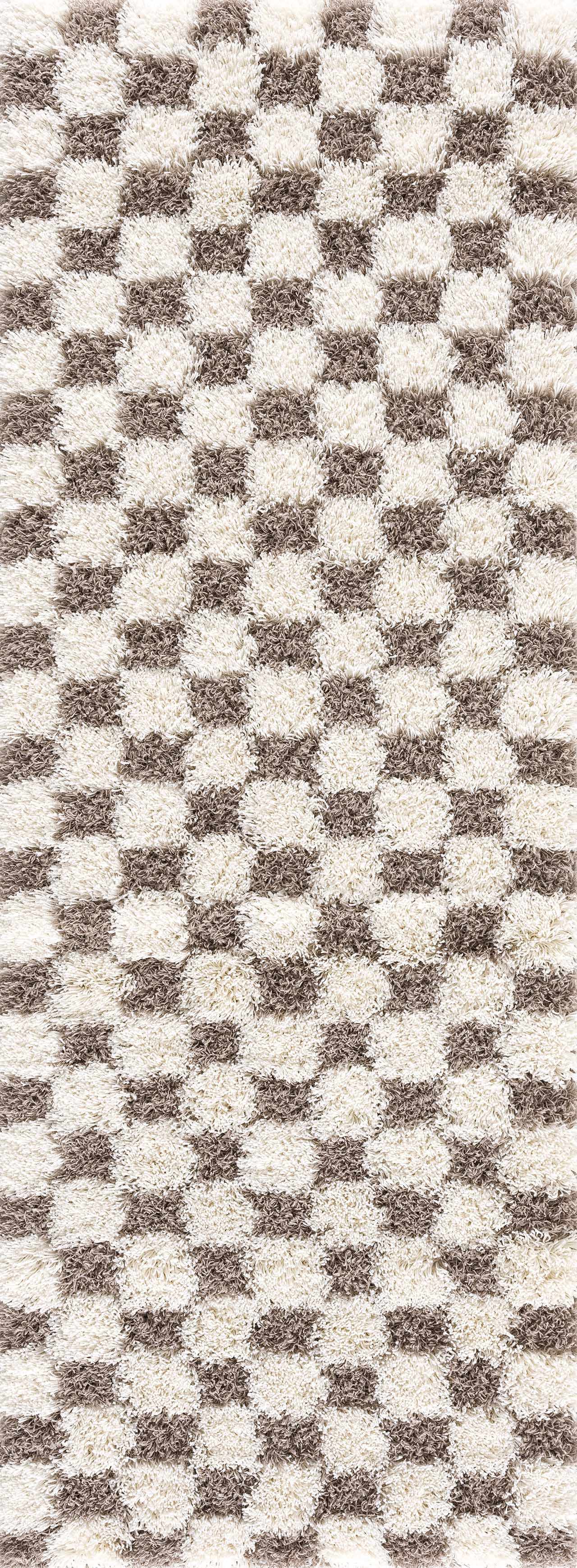 Atira Brown Checkered Area Rug from PriceLows™
