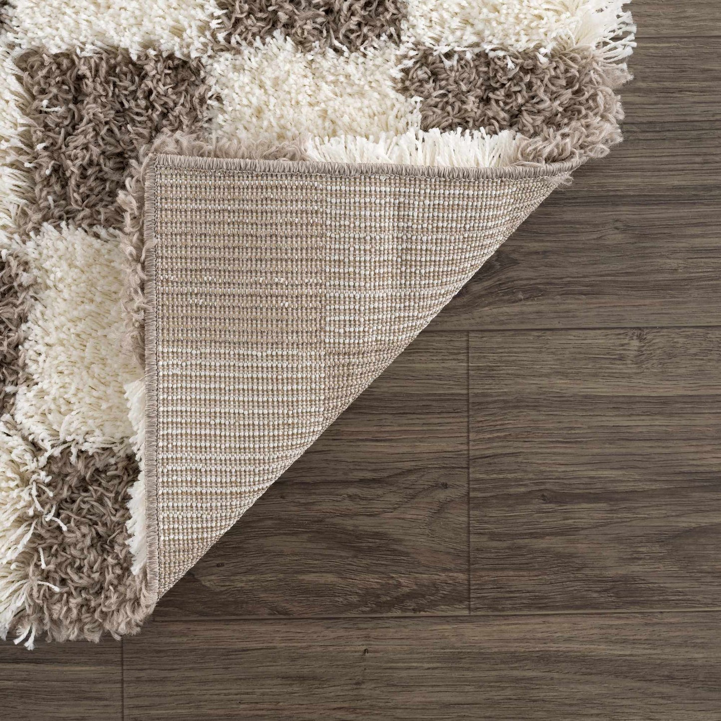 Atira Brown Checkered Area Rug from PriceLows™