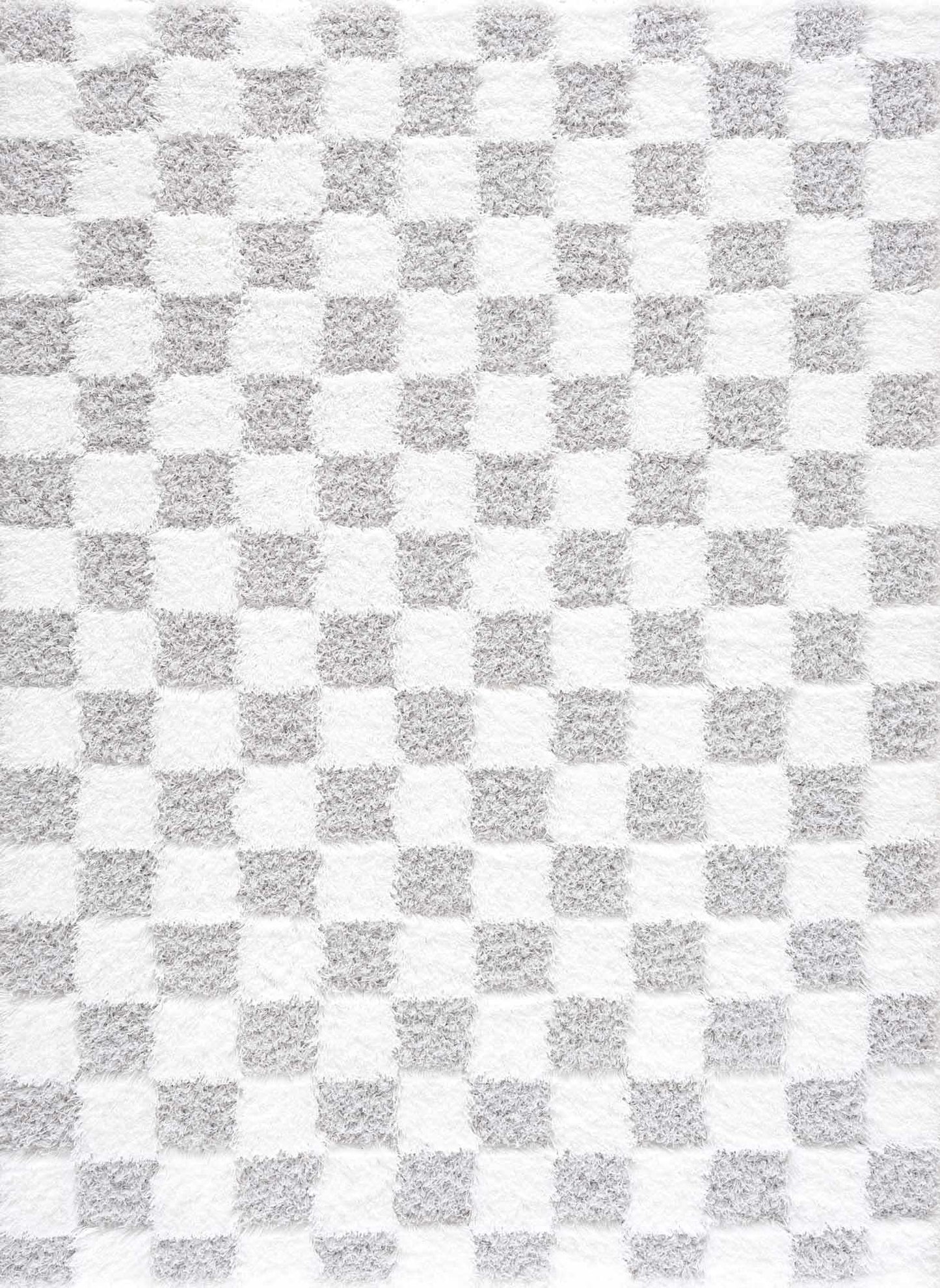 Atira Gray Checkered Area Rug from PriceLows™