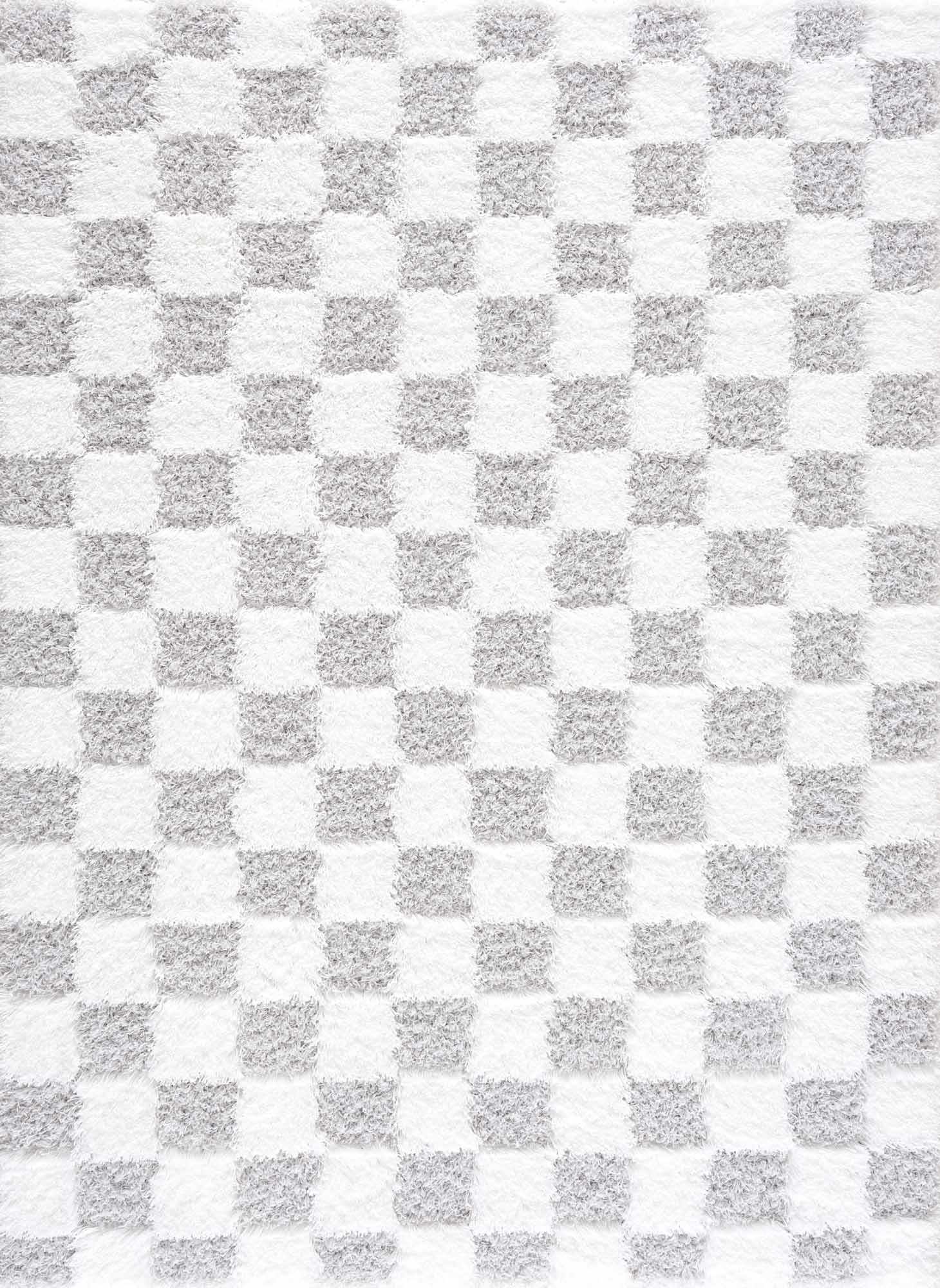 Atira Gray Checkered Area Rug from PriceLows™