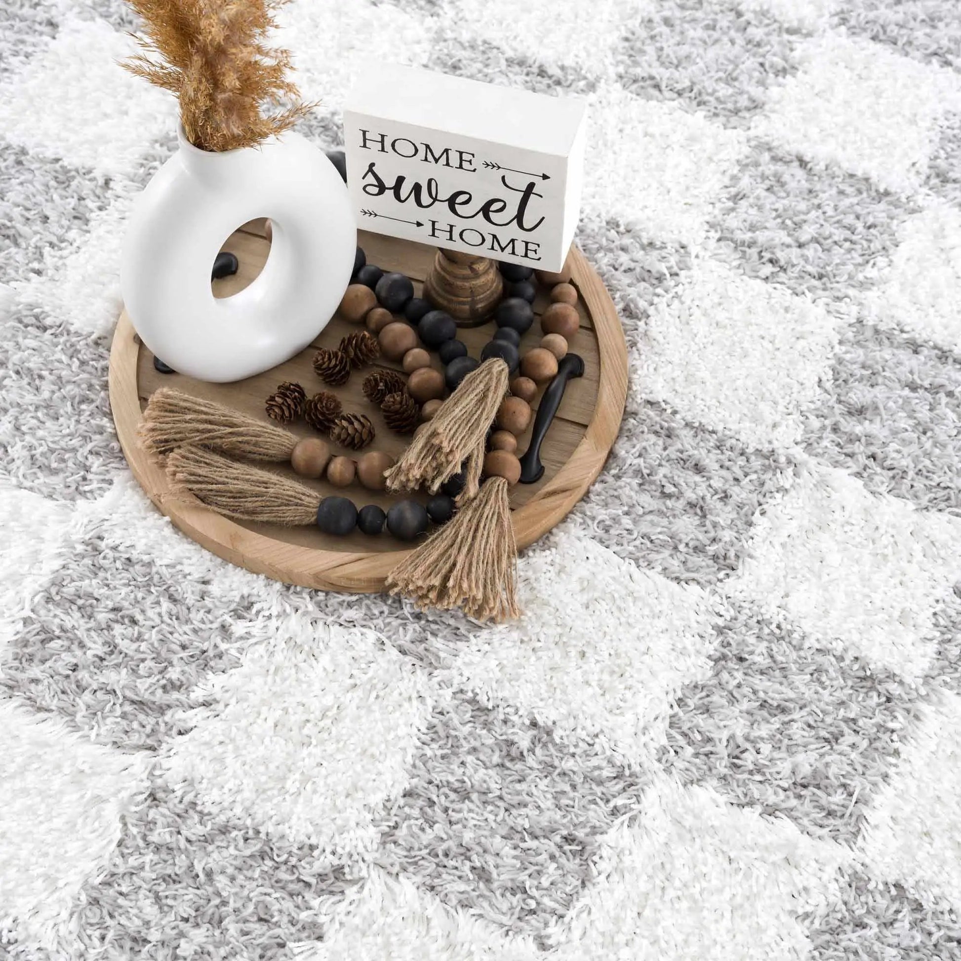 Atira Gray Checkered Area Rug from PriceLows™