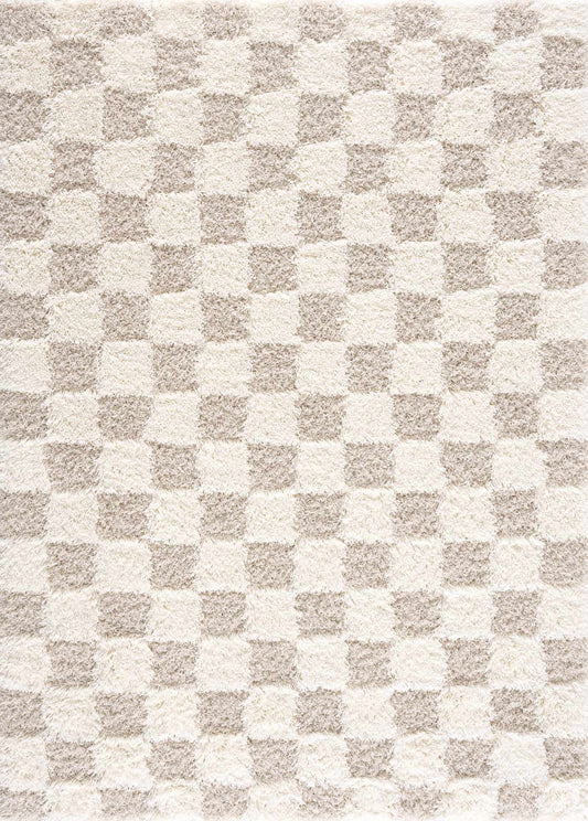 Atira Light Brown Checkered Area Rug from PriceLows™