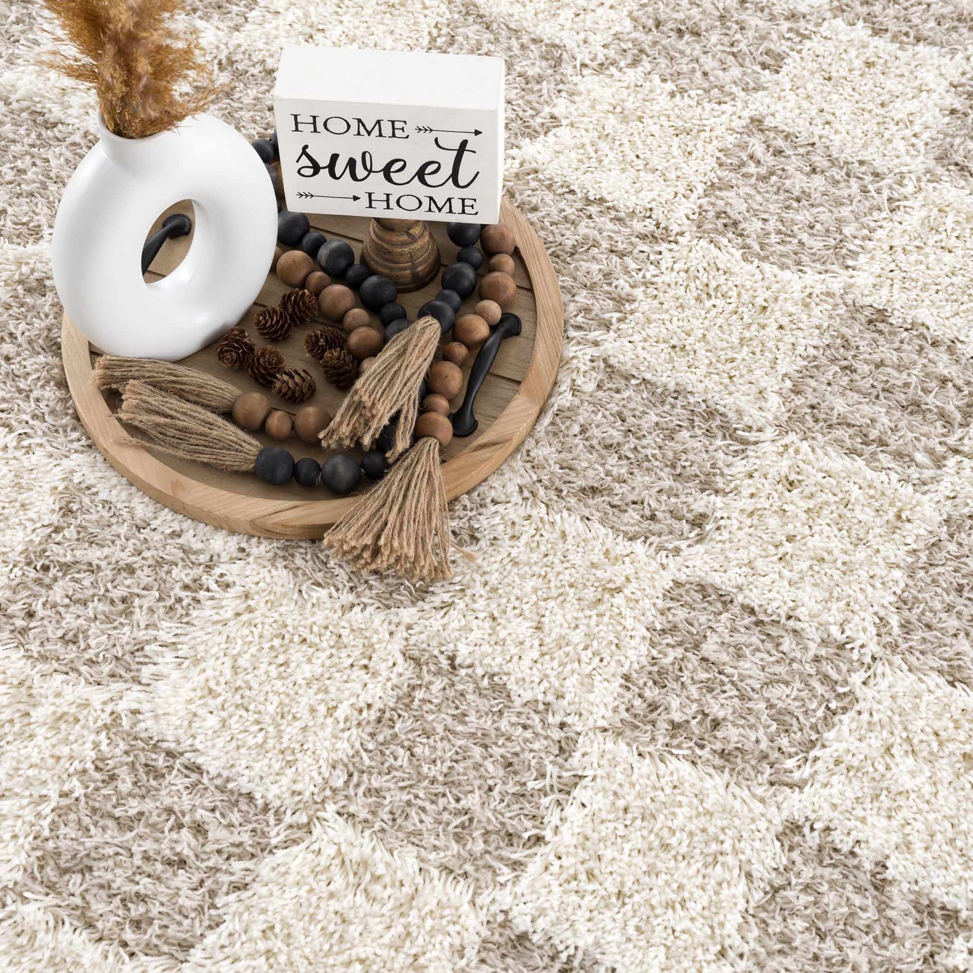 Atira Light Brown Checkered Area Rug from PriceLows™