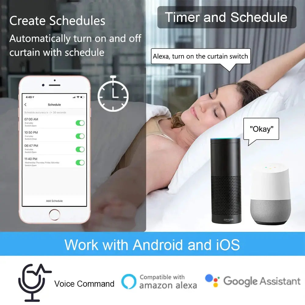 Tuya Smart Life WiFi Curtains Switch Connected Roller Shutters Control Blinds Motor Google Home Alexa Electric Window LoraTap from PriceLows™