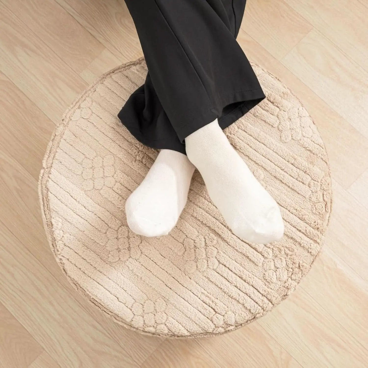 Ultra Plush Floor Pouf Ottoman Foot Rest Light Coffee from PriceLows™