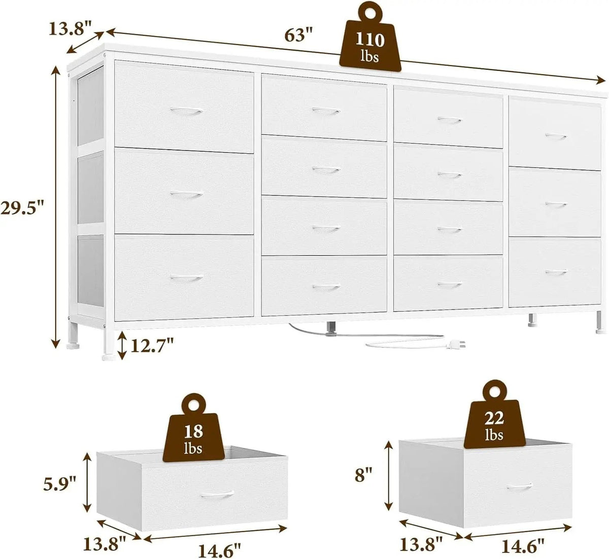 Ultramodern White 63 Inch TV Stand With Integrated Storage from PriceLows™