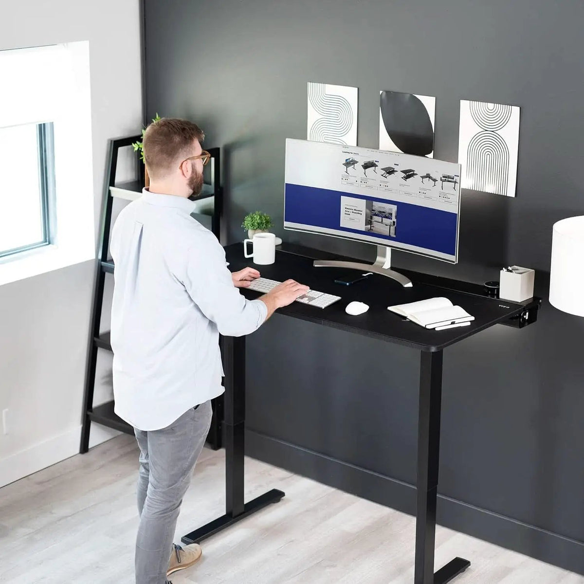 Universal 60 X 30 Inch Black Desk Top With Cable Management from PriceLows™