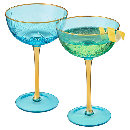 Bellissimo Crystal Champagne Coupe Cocktail Glassware, Set of 2 from PriceLows™