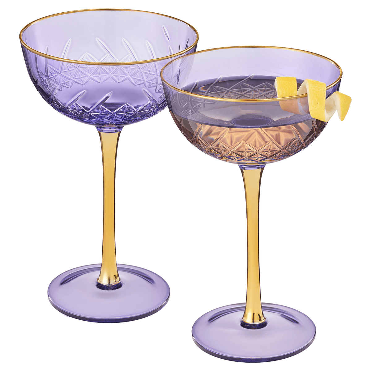 Bellissimo Crystal Champagne Coupe Cocktail Glassware | 7.3 oz | Set of 2 | Crystal