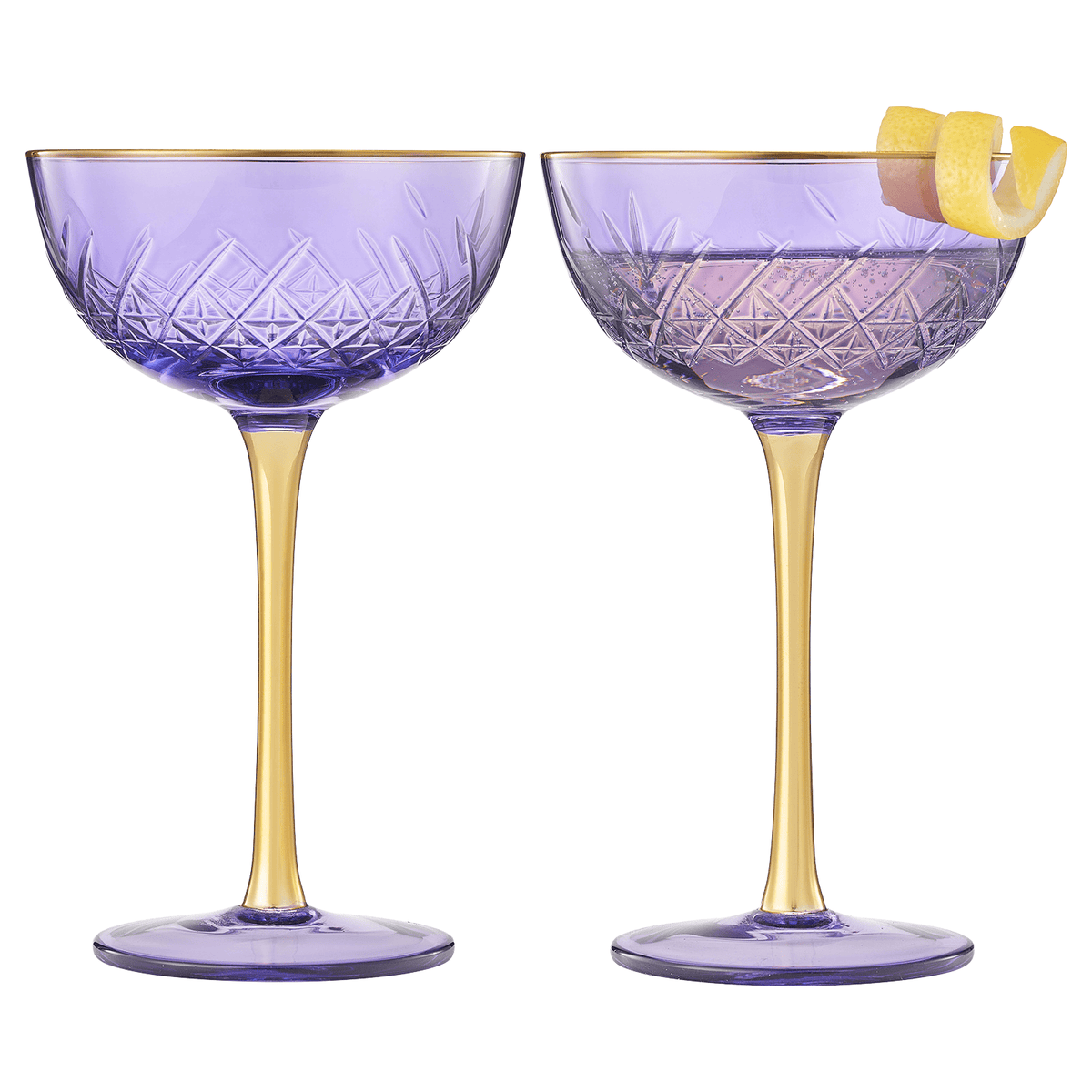 Bellissimo Crystal Champagne Coupe Cocktail Glassware | 7.3 oz | Set of 2 | Crystal