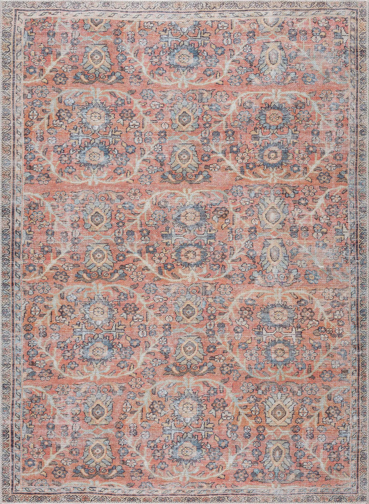 Urpi Rose & Blue Washable Area Rug from PriceLows™