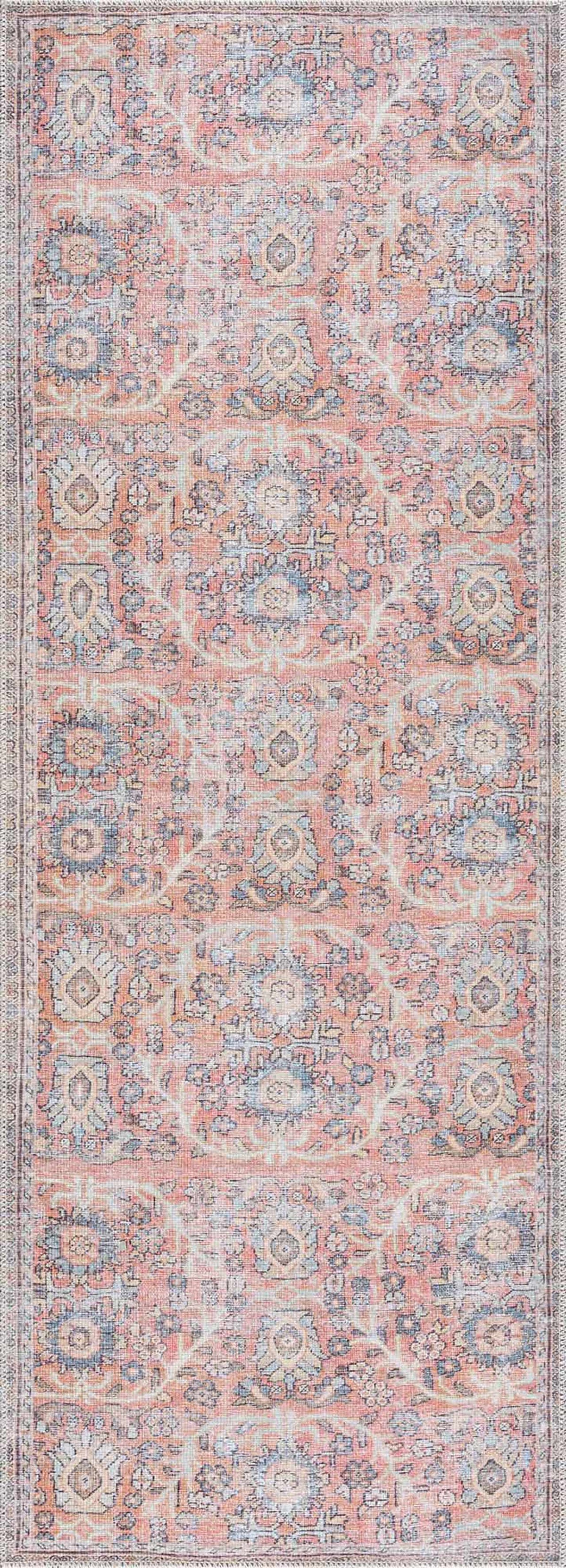 Urpi Rose & Blue Washable Area Rug from PriceLows™