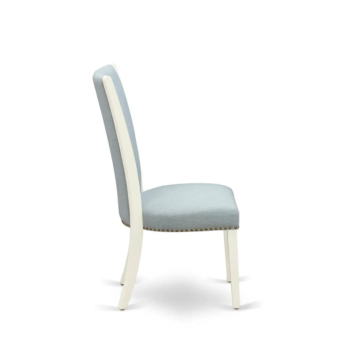EAST WEST FURNITURE BOVE3-WHI-15 3 Piece Dining Table Set 2 Baby Blue Linen Fabric | 3-Piece Set | Linen & Fabric | linen white Finish