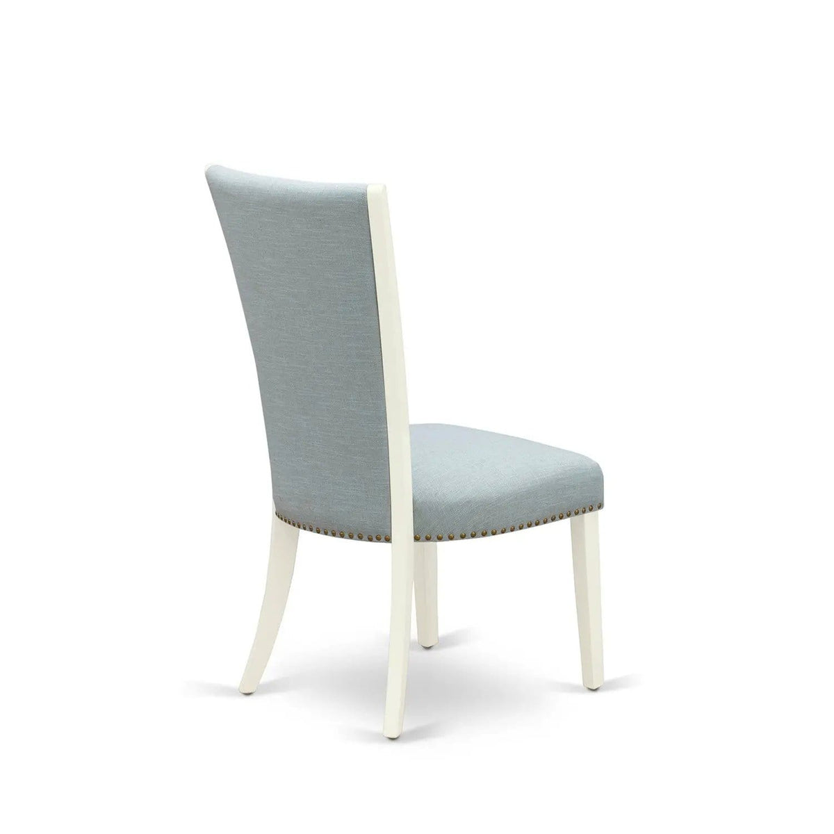 EAST WEST FURNITURE BOVE3-WHI-15 3 Piece Dining Table Set 2 Baby Blue Linen Fabric | 3-Piece Set | Linen & Fabric | linen white Finish