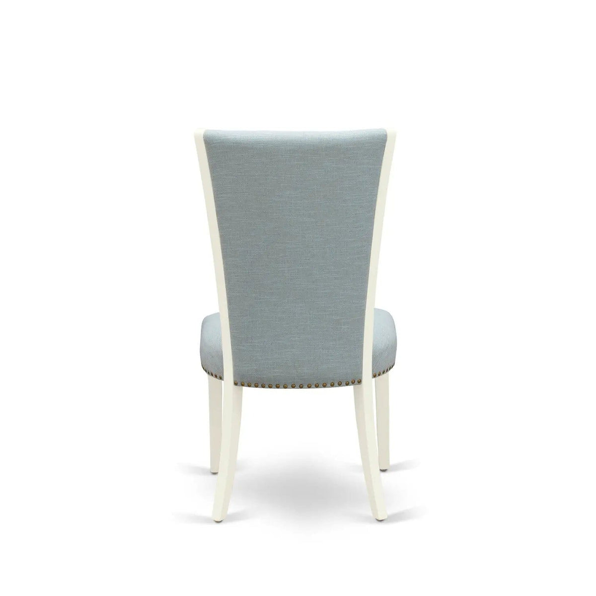 EAST WEST FURNITURE BOVE5-WHI-15 5 Pc Modern Dining Table Set 4 Baby Blue Linen | 5-Piece Set | Solid Wood & Linen | linen white Finish