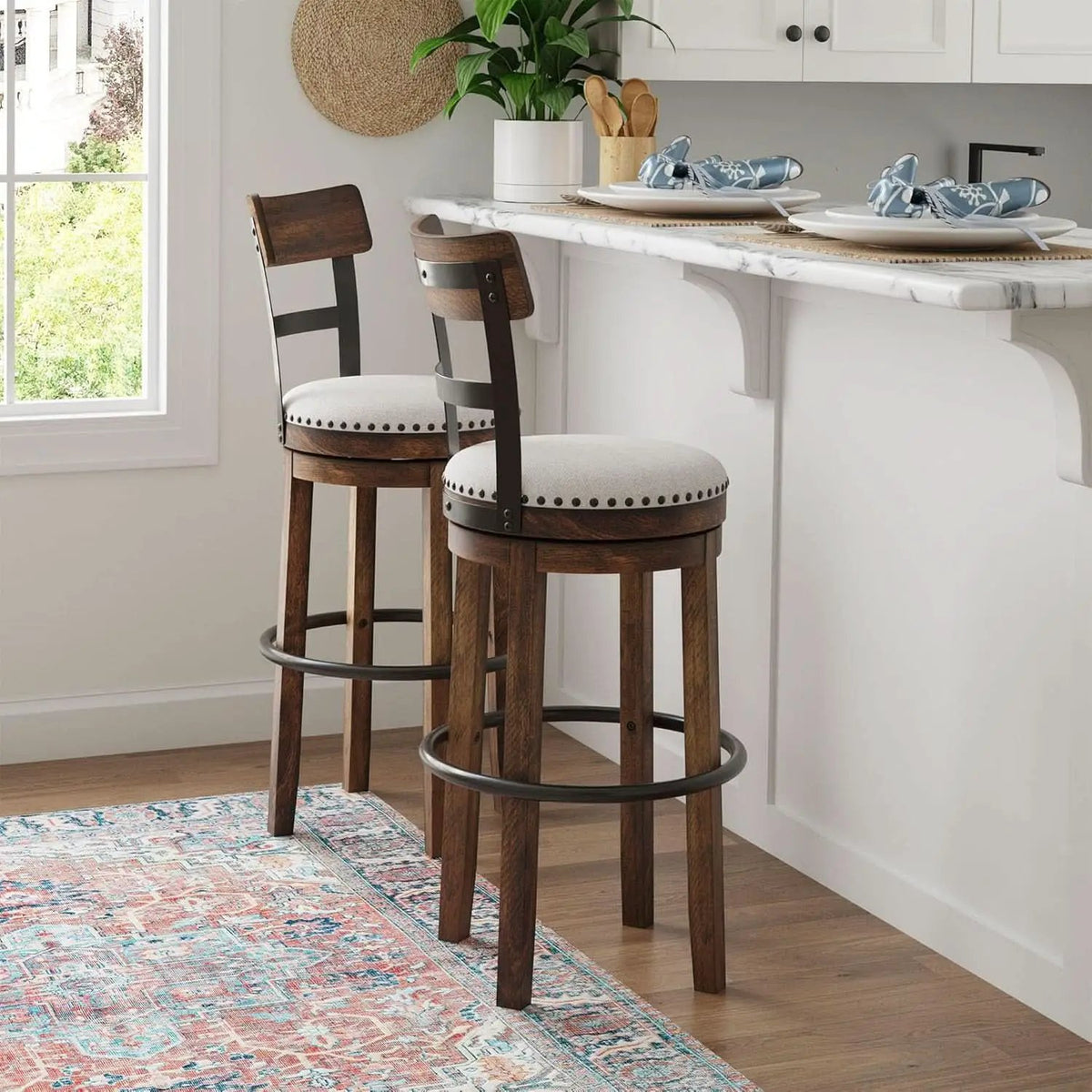 Valebeck 30 Inch Farmhouse Pub Height Bar Stool Brown from PriceLows™