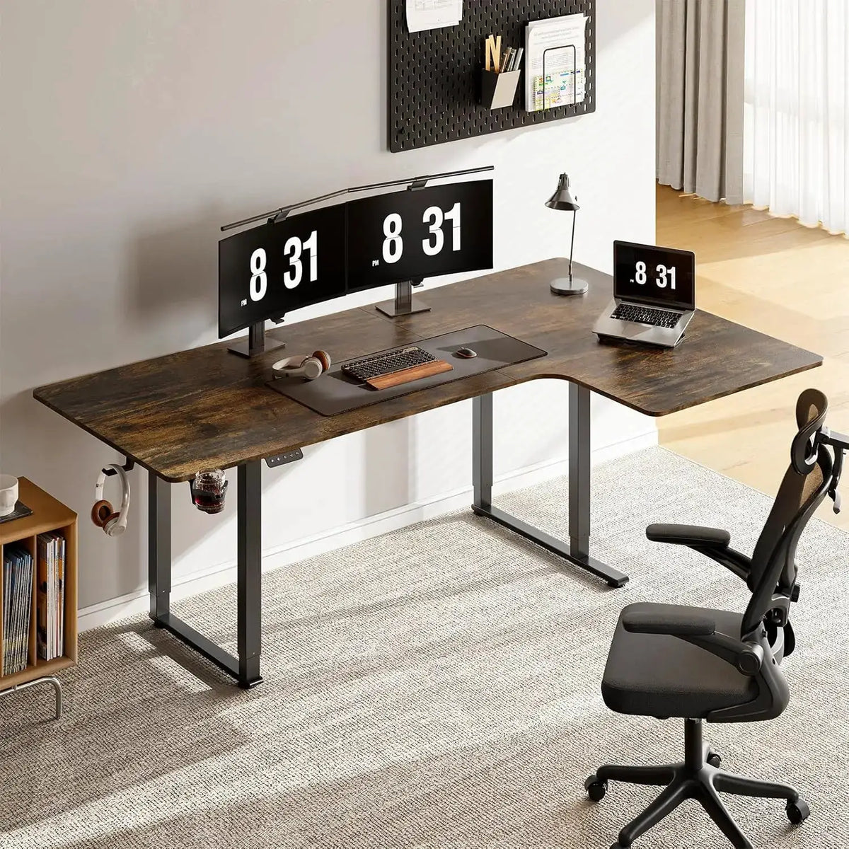 L Shaped Standing Desk, 63/71x43 Inches Electric Stand Up Desk with Dual Motor & Memory Controller, Desk with Adjustable Height from PriceLows™
