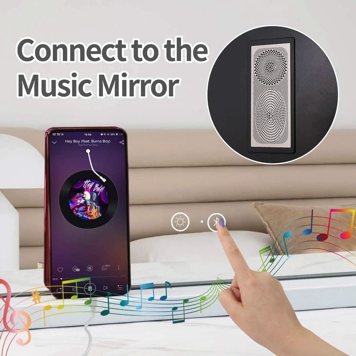 Vanity Mirror Lights And Bluetooth Speaker 32x23 Inches from PriceLows™