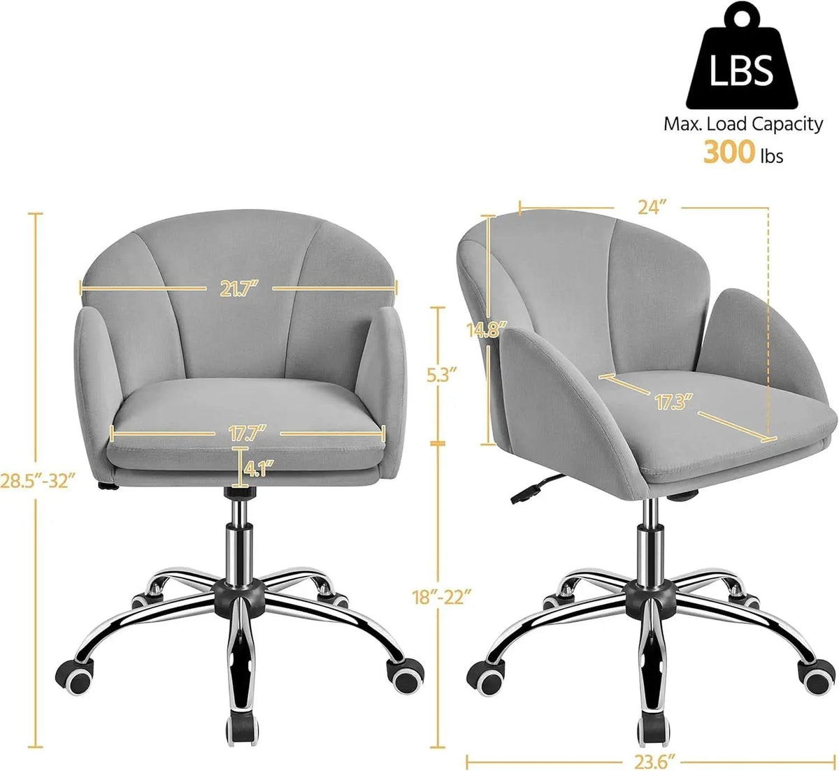 Velvet Desk Chair Armrests Light Gray Modern Office Chair from PriceLows™