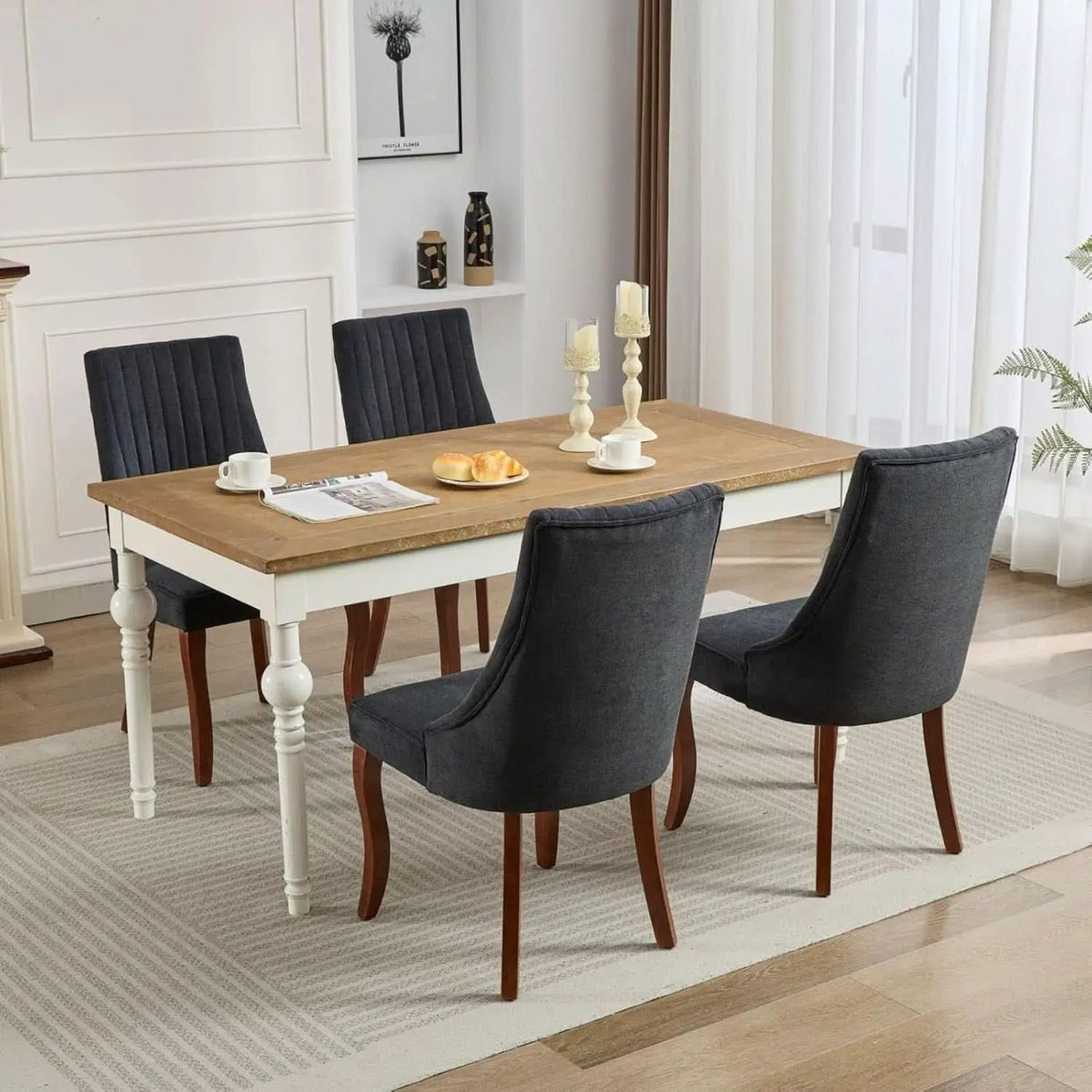Velvet Dining Chairs Set Of 4 Black For Kitchen Use from PriceLows™