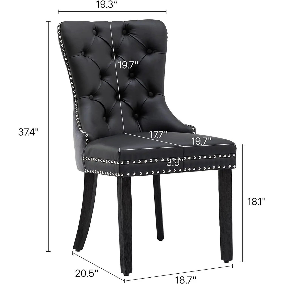 Velvet Dining Chairs Set Of 6 Black And Dark Grey Nailhead Trim from PriceLows™
