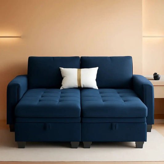 Velvet Modular Sectional Sofa With Storage Sleeper Blue from PriceLows™