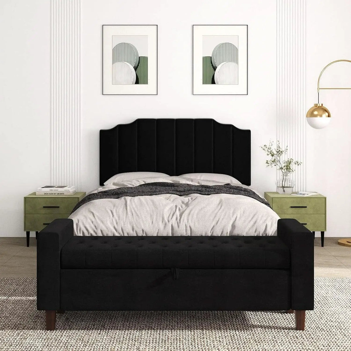 Velvet Wall Mounted Queen Size Headboard with Tufted Design from PriceLows™