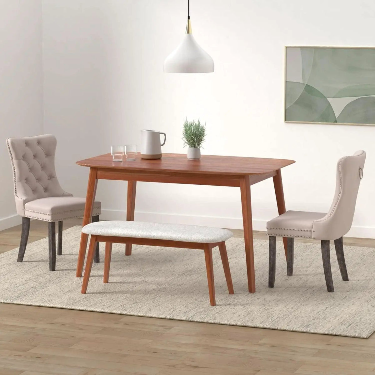 Velvet Wingback Dining Chairs Set Of 4 Beige Tufted from PriceLows™