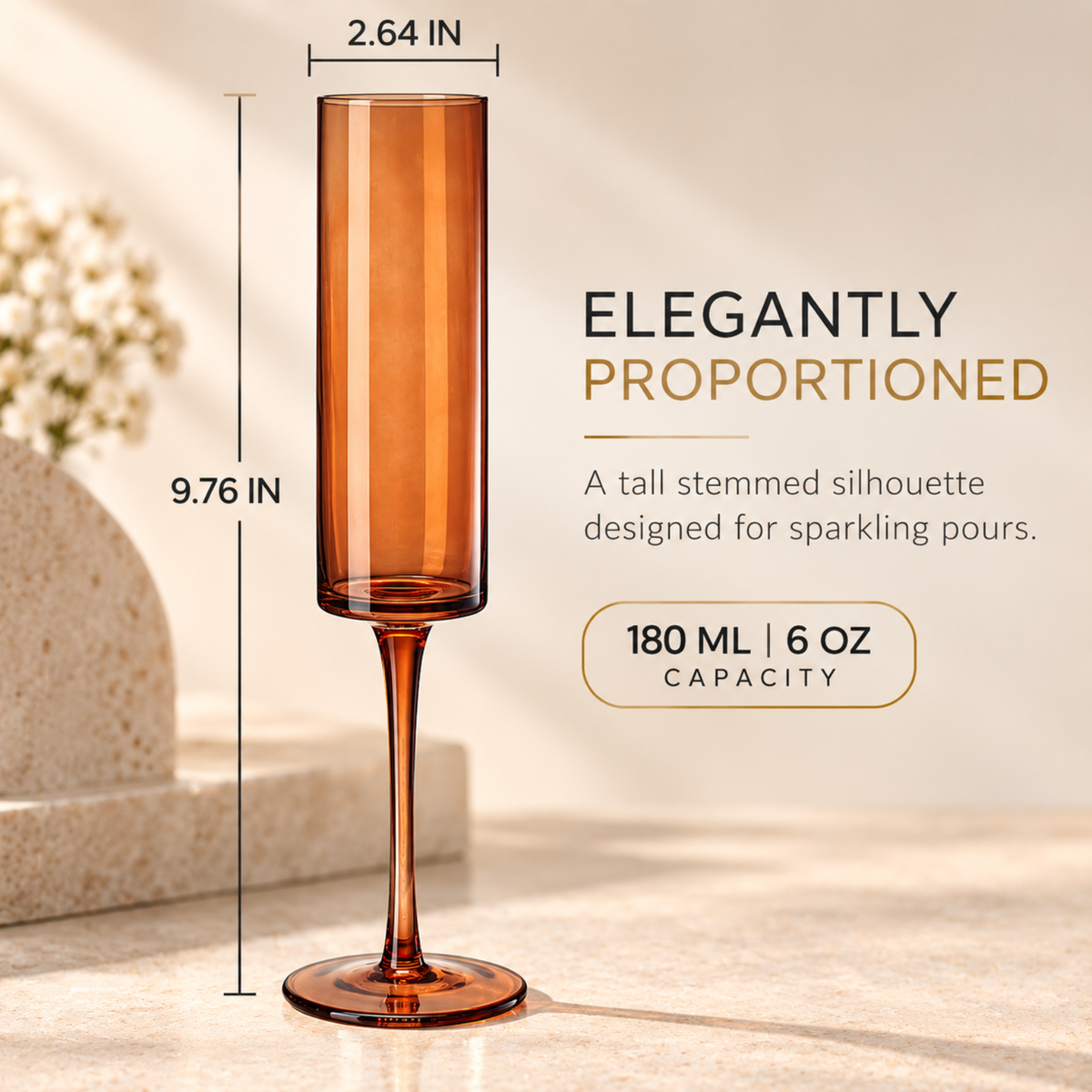 Venus Champagne Flute Glassware | Set Of 6