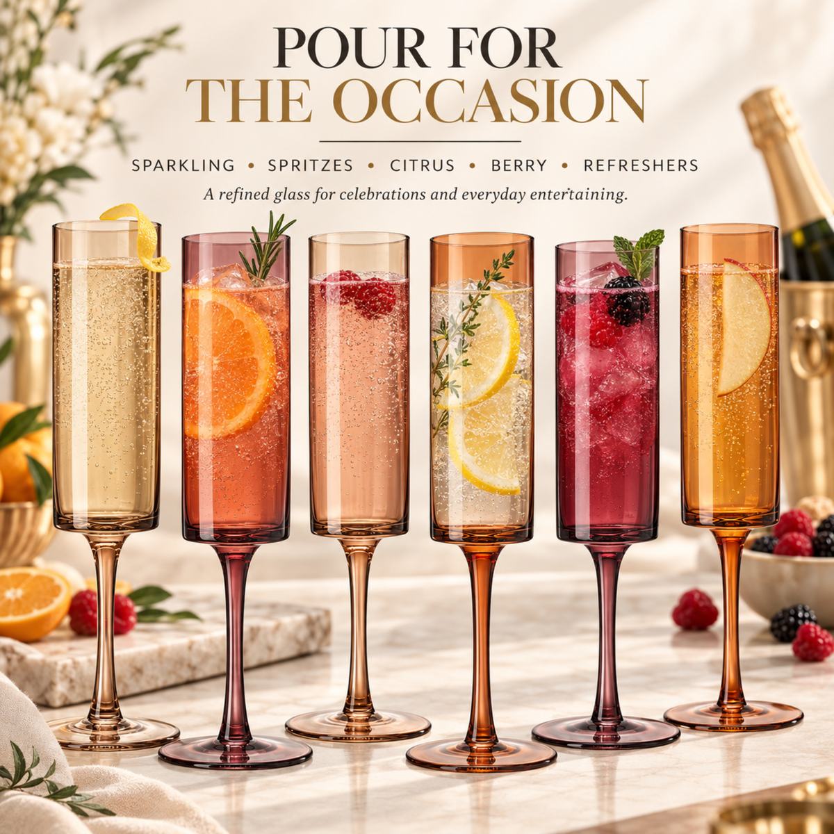 Venus Champagne Flute Glassware | Set Of 6