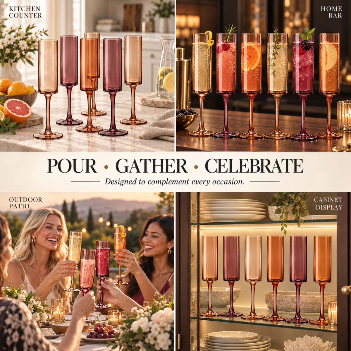 Venus Champagne Flute Glassware | Set Of 6