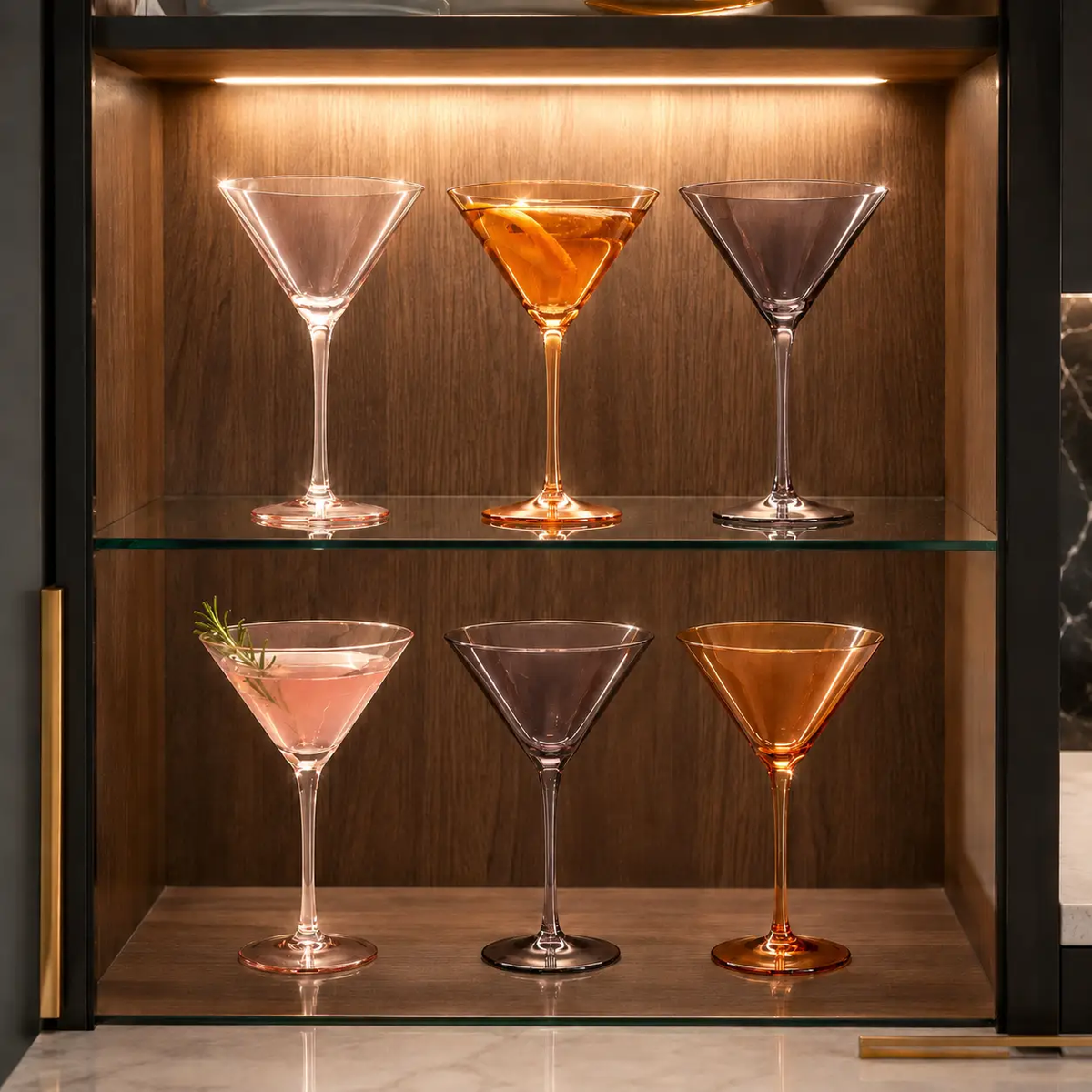 Venus Martini Glassware Set | Set Of 6 Cocktail Glasses