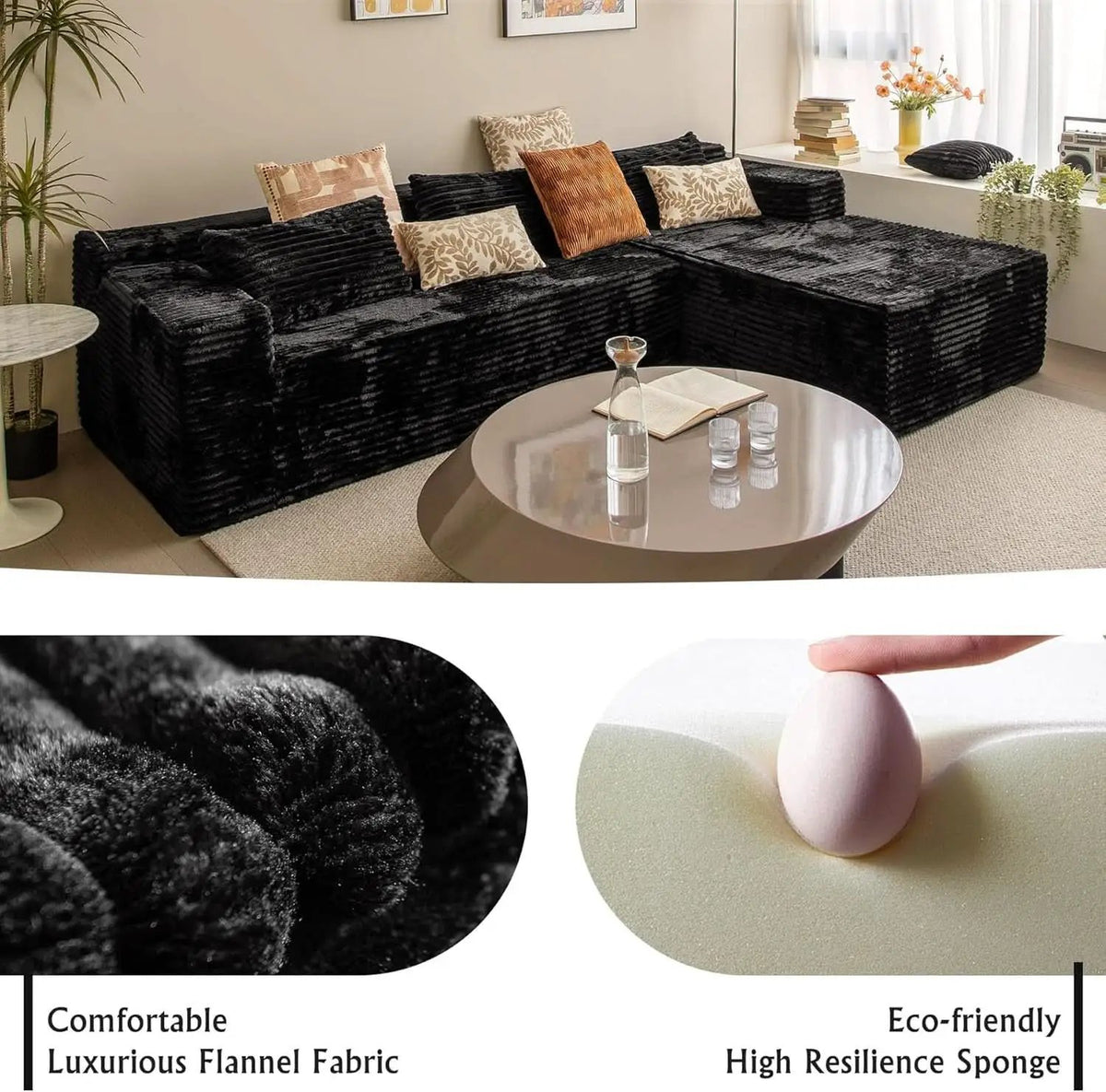 Versatile L-Shape Corduroy Sectional Couch for Comfort from PriceLows™
