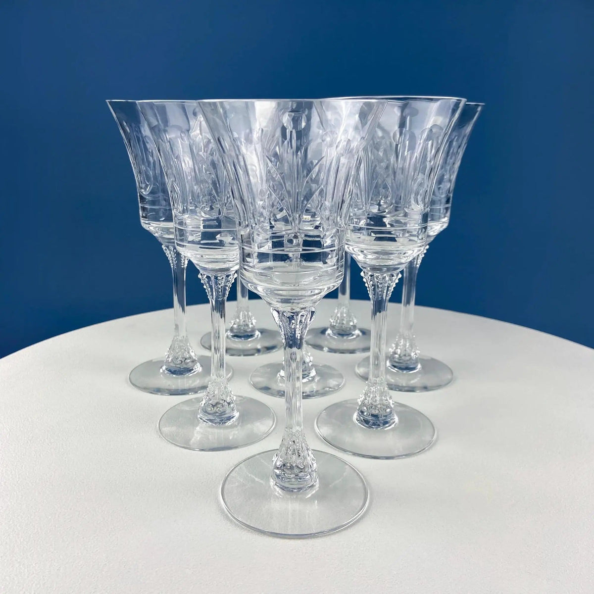 Vintage Heisey Danish Princess Cut Crystal Wine or Water Goblets | Set of 8 Stemware | Beautiful Shimmer & Ping | Collectors & Hosts