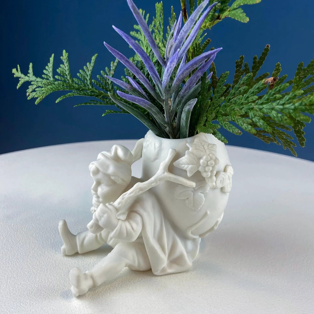Vintage Porcelain Vase | Bacchus Figure | Wine Barrel Detail | Small Size