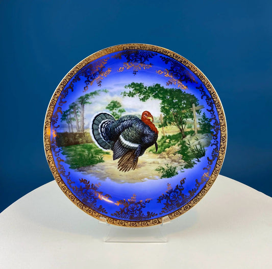 Turkey Platter - Vintage Porcelain | Magnificent Cobalt Blue Large Serving or Decorative Plate | Thanksgiving Home Decor | Collectors & Hosts