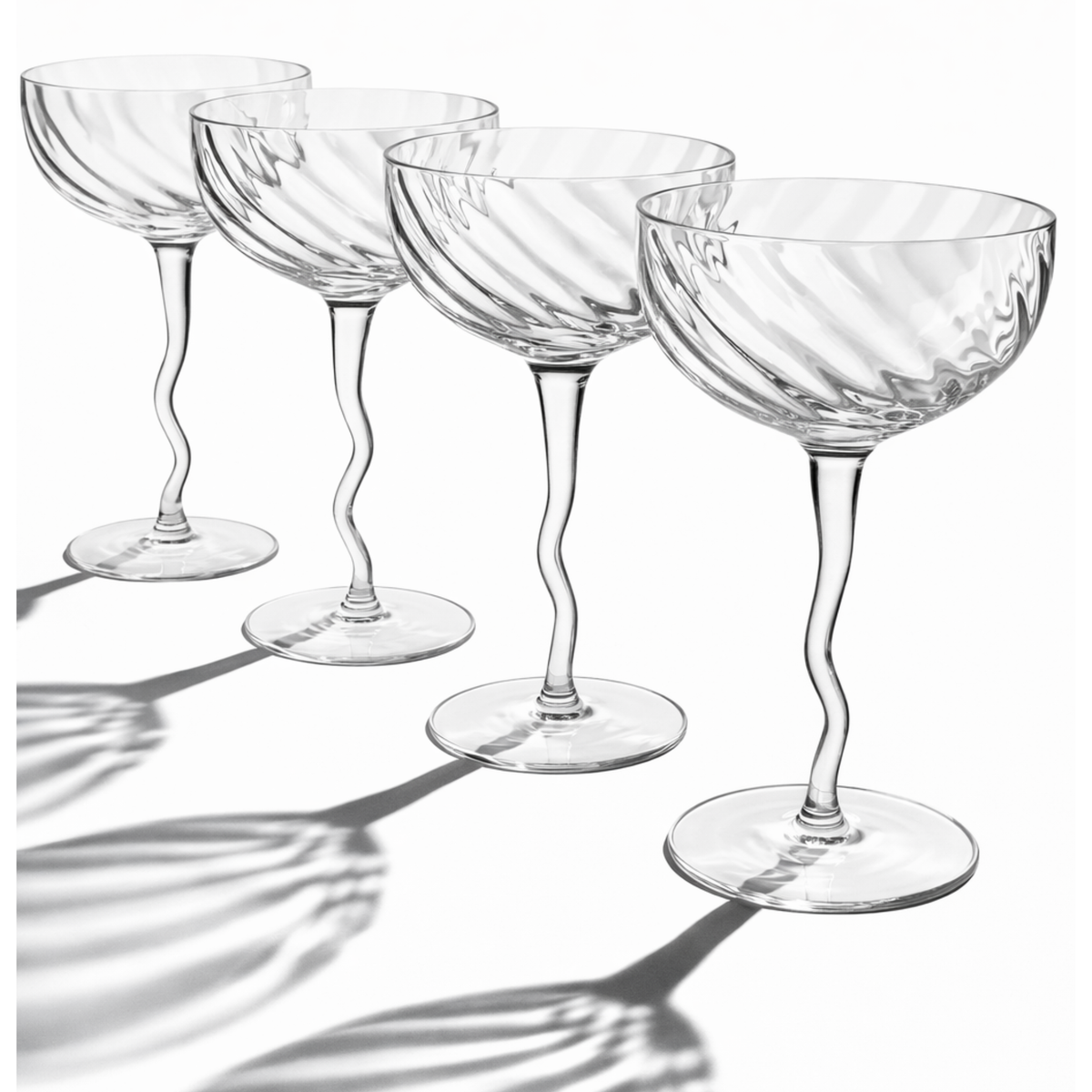 Crystal Coupe Glasses | Handfinished Edges | Set Of 4 Pieces