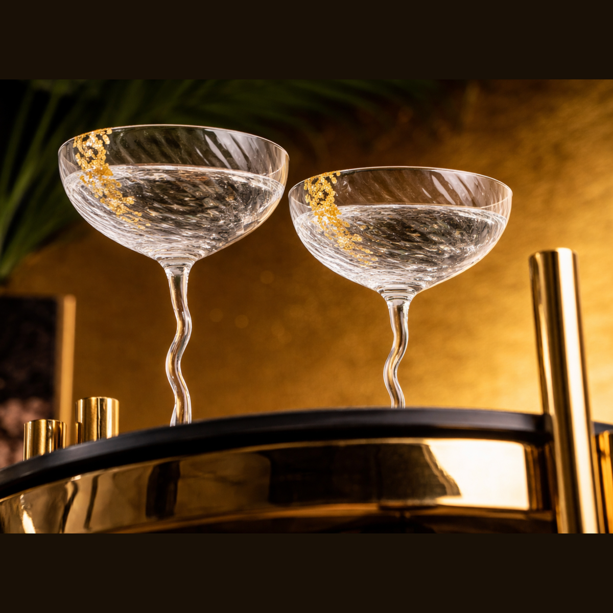 Crystal Coupe Glasses | Handfinished Edges | Set Of 4 Pieces