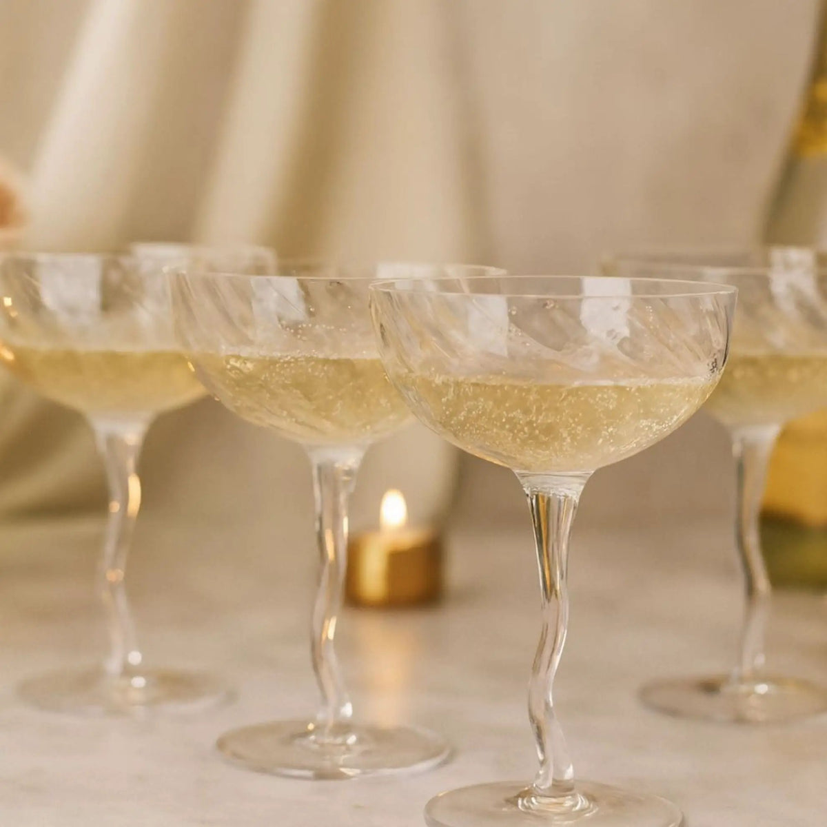 Crystal Coupe Glasses | Handfinished Edges | Set Of 4 Pieces